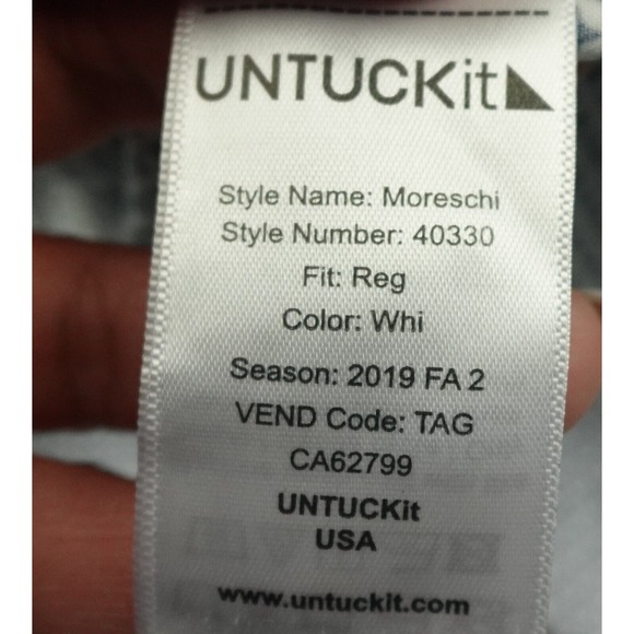 UNTUCKit Shirt Mens Extra Large White Blue Geometric Moreschi Regular Fit Casual - Picture 12 of 12